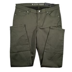 Women's R Jeans Dark Green Skinny Sculpting Midrise Jeans, Size 32, New